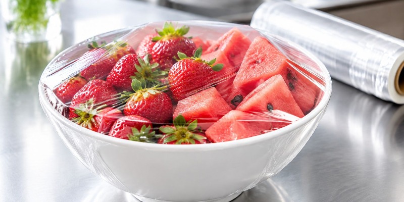رول استرچ غذایی شفاف برای بسته‌بندی میوه و مواد غذایی (سلفون محافظ غذا)